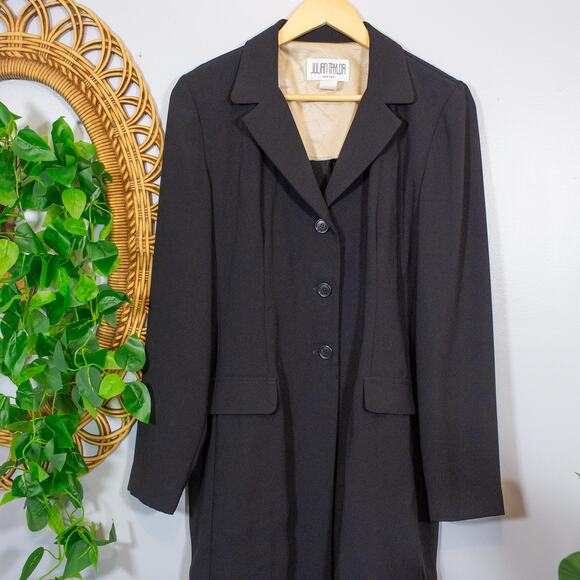Julian Taylor Black Long Blazer Dress Tailored Minimalist USA Made | True Winter - Picture 3 of 8